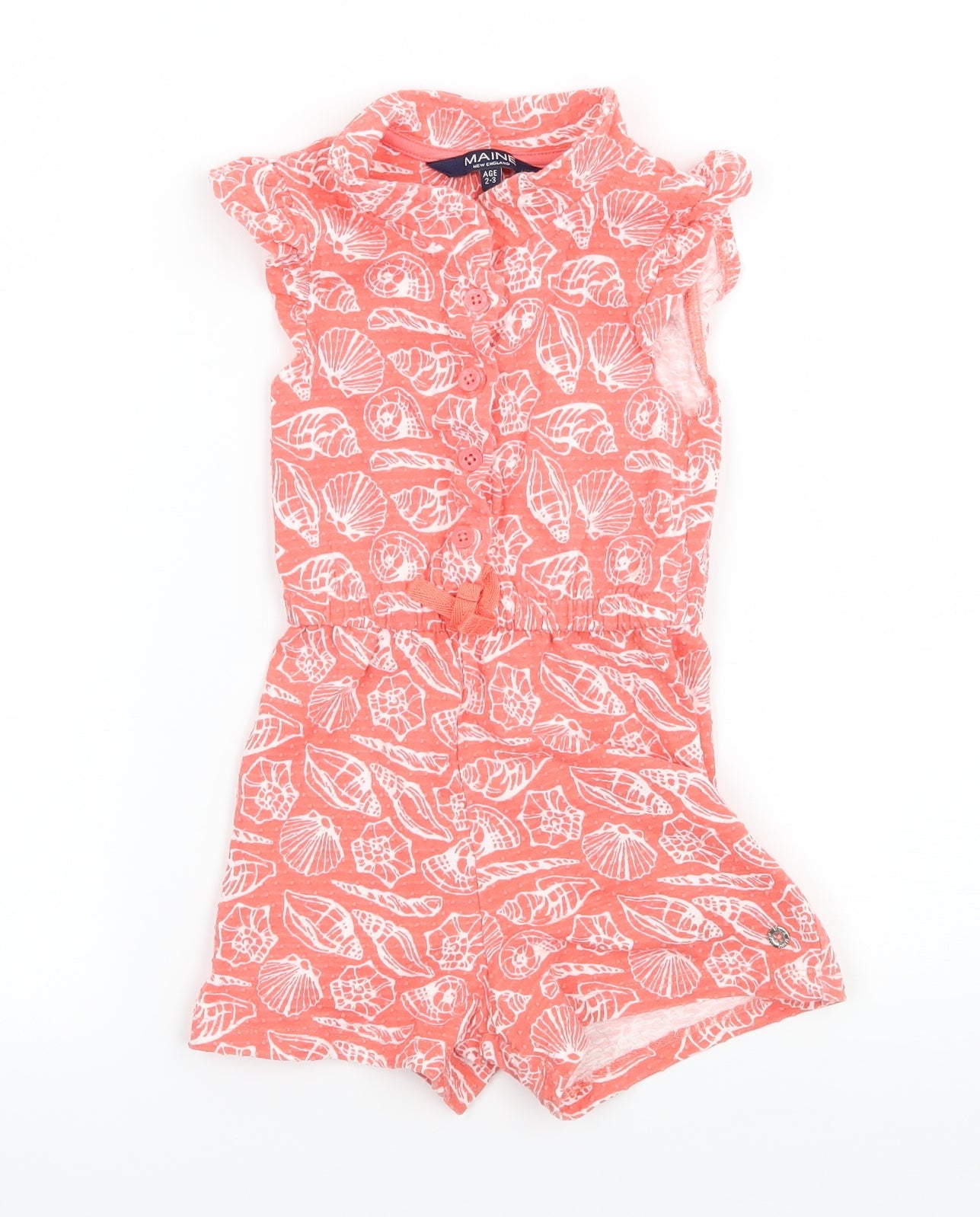 Maine Girls Orange Geometric Jersey Playsuit One-Piece Size 2-3 Years  - Shells