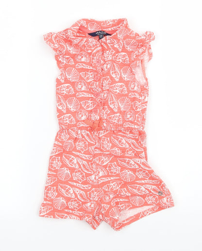 Maine Girls Orange Geometric Jersey Playsuit One-Piece Size 2-3 Years  - Shells