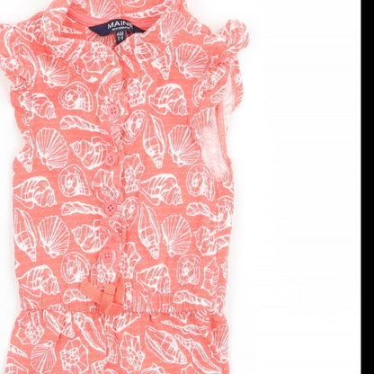 Maine Girls Orange Geometric Jersey Playsuit One-Piece Size 2-3 Years  - Shells