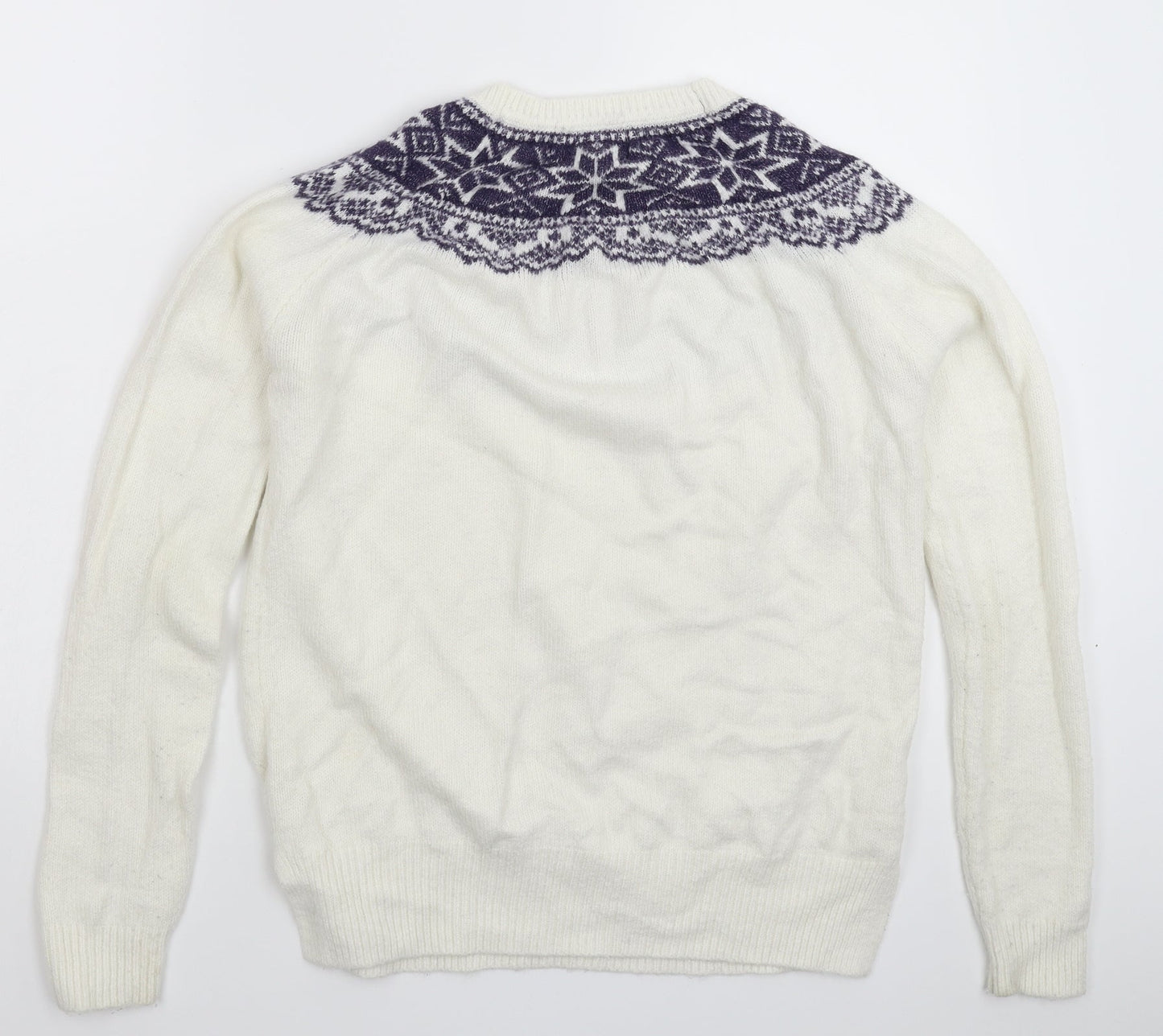 Papaya Womens White Geometric Knit Pullover Jumper Size S