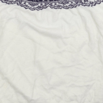 Papaya Womens White Geometric Knit Pullover Jumper Size S
