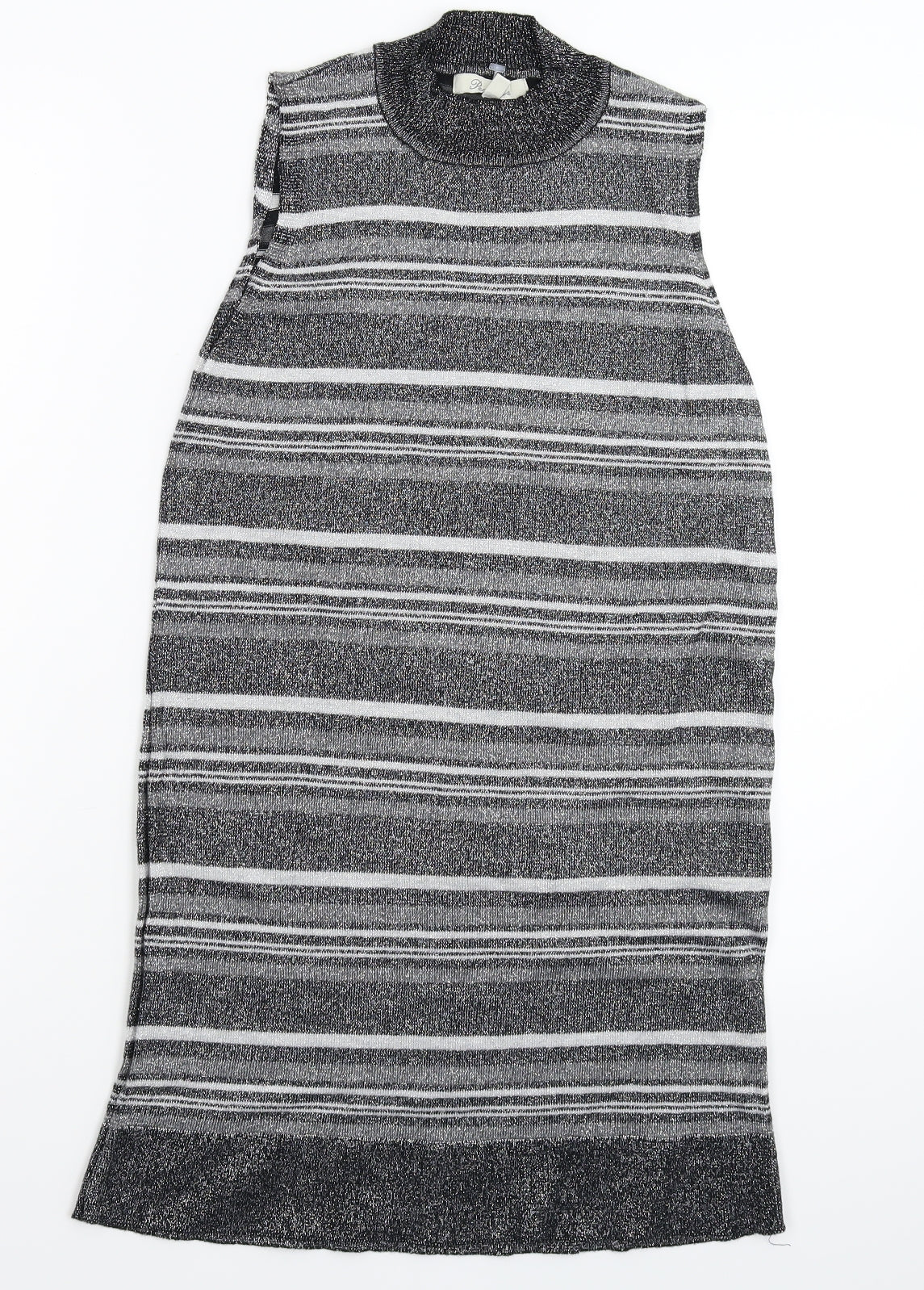 Peacocks Womens Silver Striped Knit Jumper Dress  Size 10