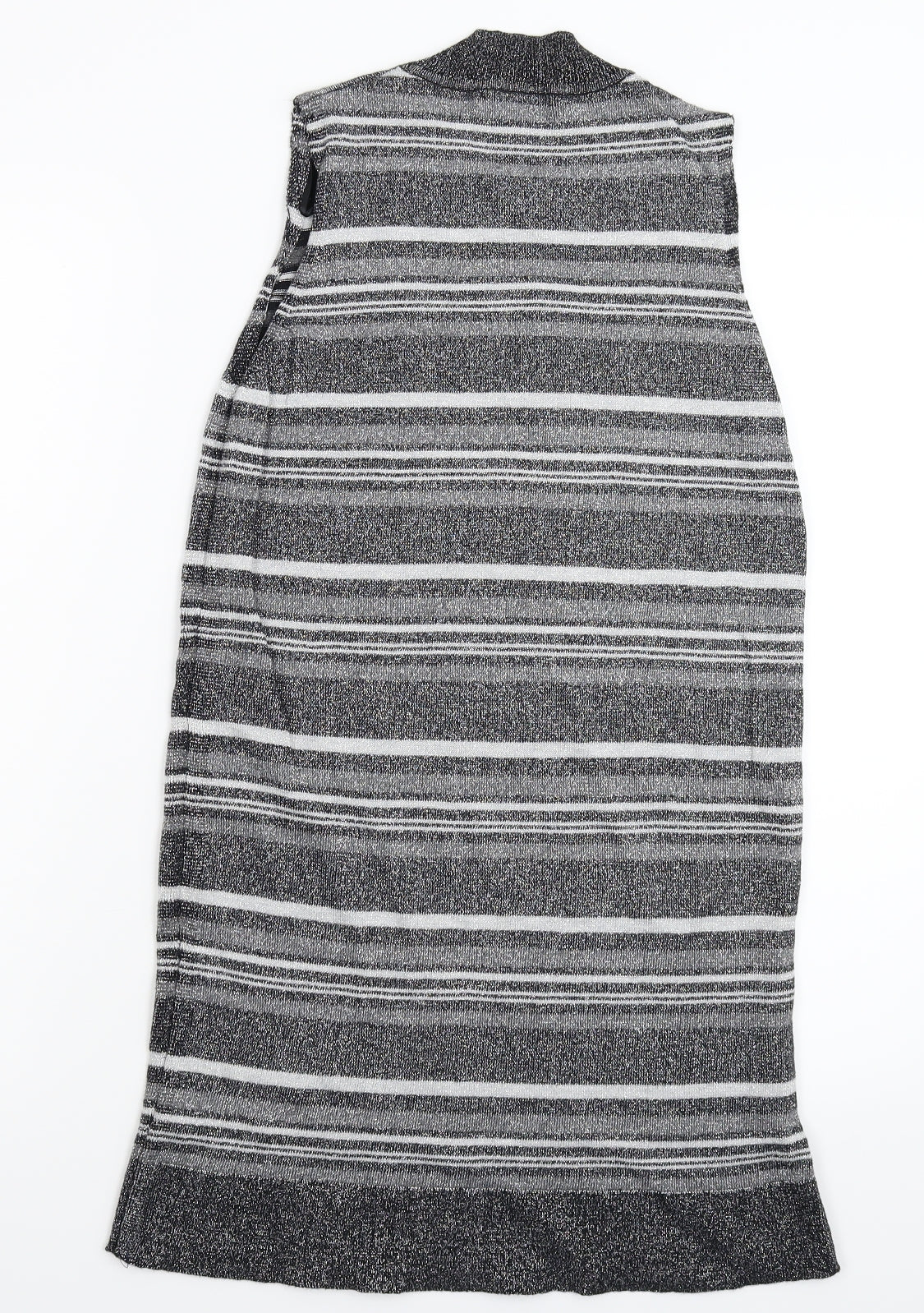Peacocks Womens Silver Striped Knit Jumper Dress  Size 10