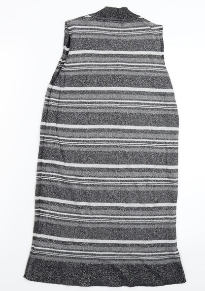 Peacocks Womens Silver Striped Knit Jumper Dress  Size 10