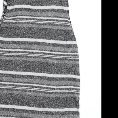 Peacocks Womens Silver Striped Knit Jumper Dress  Size 10