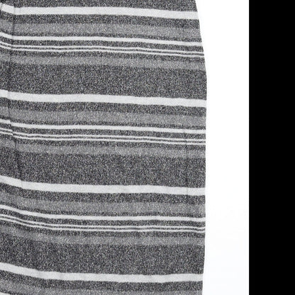 Peacocks Womens Silver Striped Knit Jumper Dress  Size 10