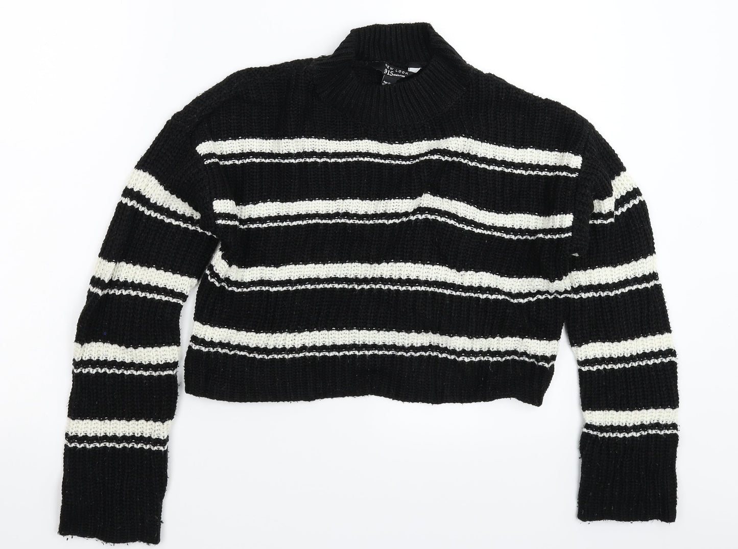 New Look Girls Black Striped Knit Pullover Jumper Size 12-13 Years