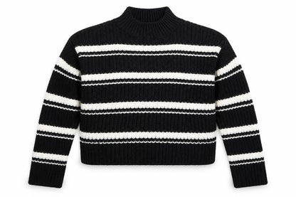 New Look Girls Black Striped Knit Pullover Jumper Size 12-13 Years