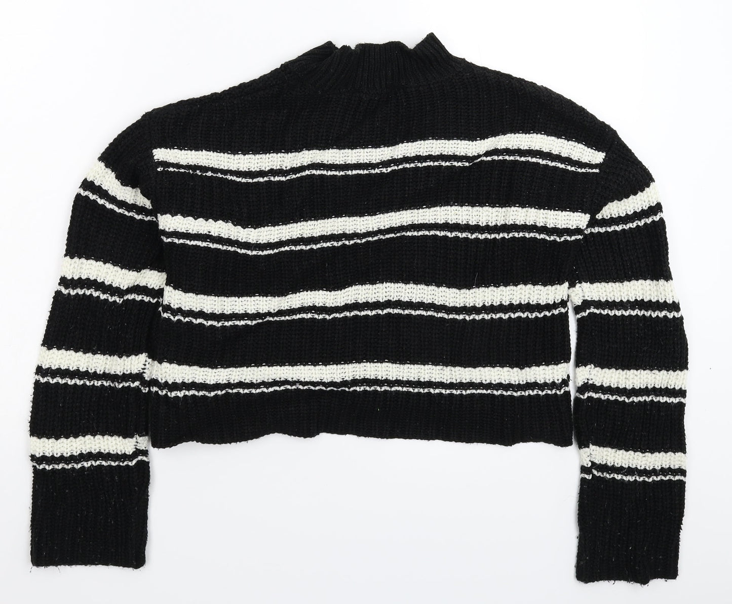 New Look Girls Black Striped Knit Pullover Jumper Size 12-13 Years