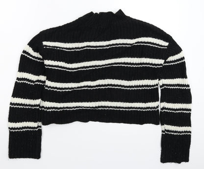 New Look Girls Black Striped Knit Pullover Jumper Size 12-13 Years