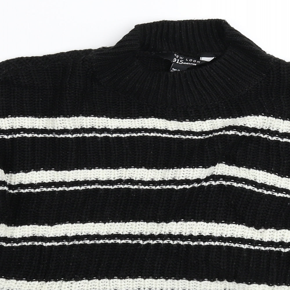 New Look Girls Black Striped Knit Pullover Jumper Size 12-13 Years