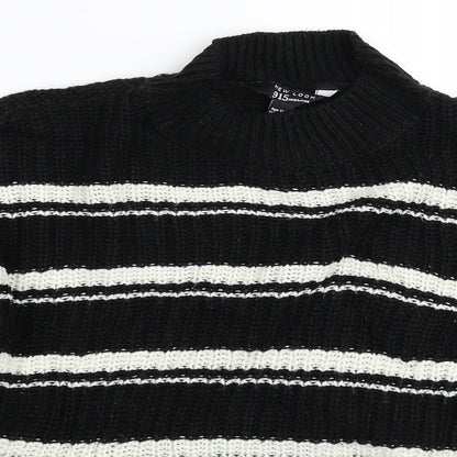 New Look Girls Black Striped Knit Pullover Jumper Size 12-13 Years