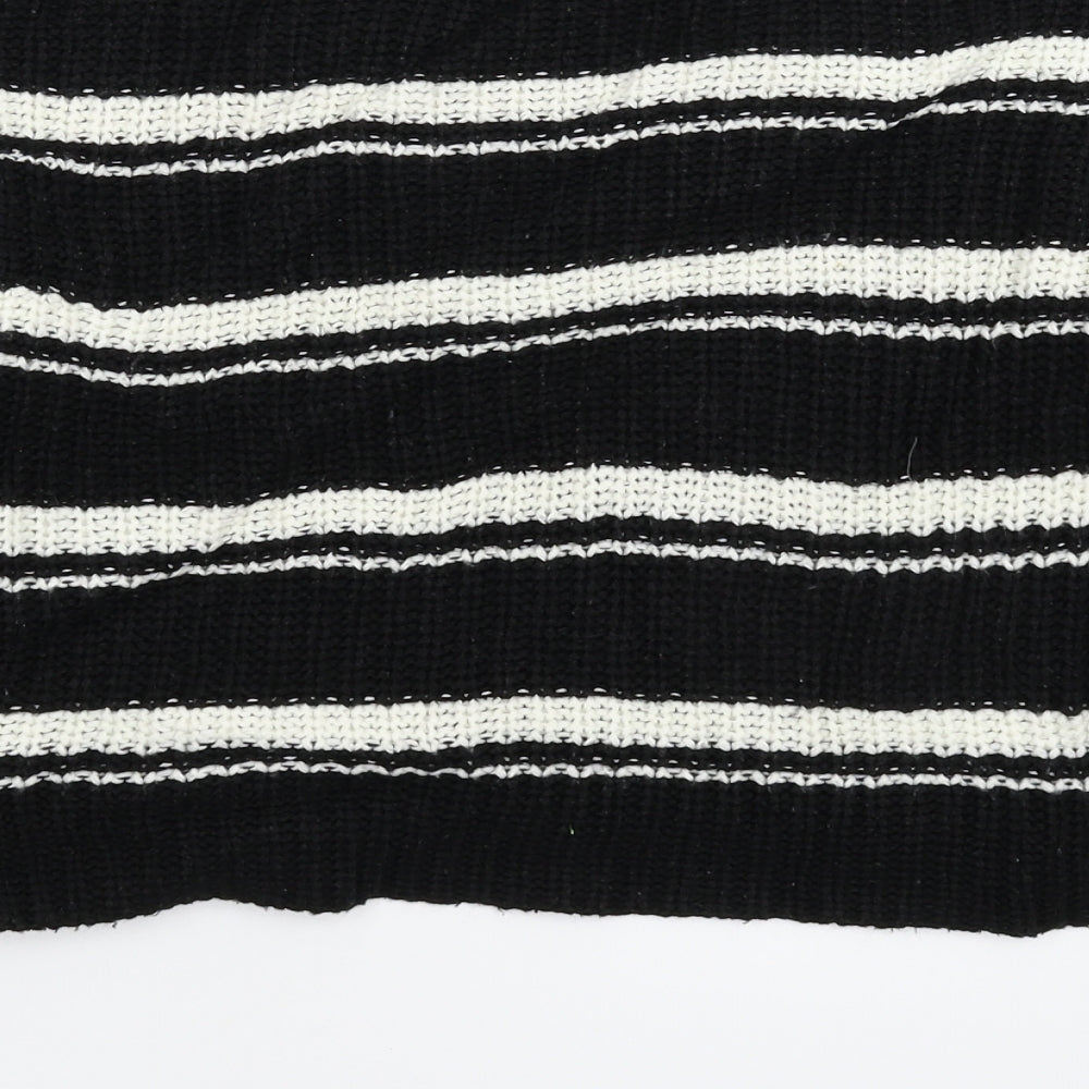 New Look Girls Black Striped Knit Pullover Jumper Size 12-13 Years