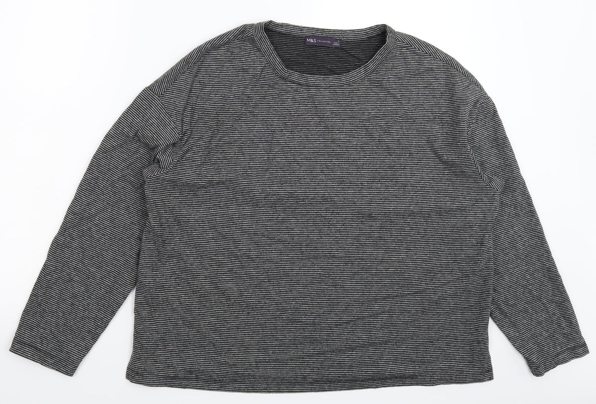 Marks & Spencer Womens Grey Striped  Pullover Jumper Size 16