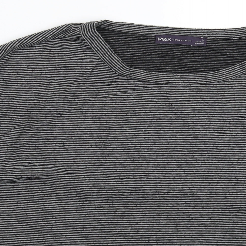Marks & Spencer Womens Grey Striped  Pullover Jumper Size 16