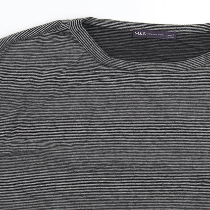Marks & Spencer Womens Grey Striped  Pullover Jumper Size 16