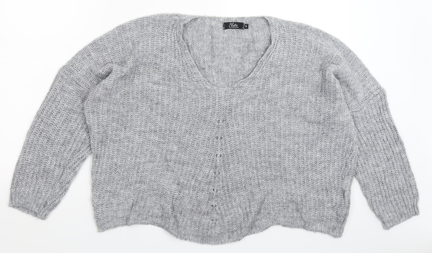 Yida Womens Grey  Knit Pullover Jumper Size M