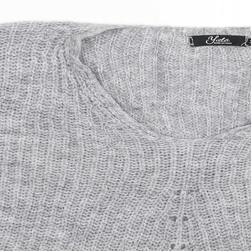 Yida Womens Grey  Knit Pullover Jumper Size M