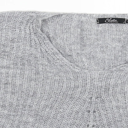 Yida Womens Grey  Knit Pullover Jumper Size M
