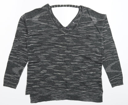 Marks and Spencer Womens Grey Striped Knit Pullover Jumper Size M