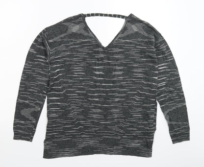 Marks and Spencer Womens Grey Striped Knit Pullover Jumper Size M