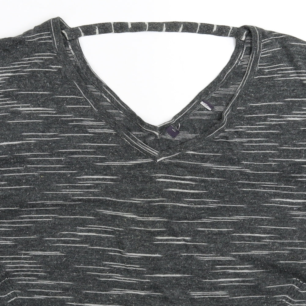Marks and Spencer Womens Grey Striped Knit Pullover Jumper Size M