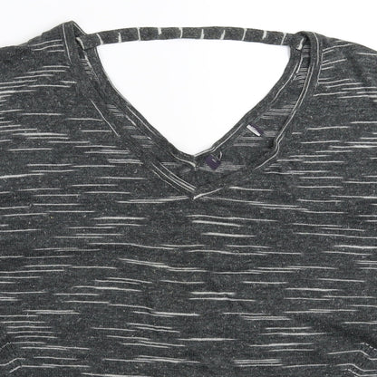Marks and Spencer Womens Grey Striped Knit Pullover Jumper Size M