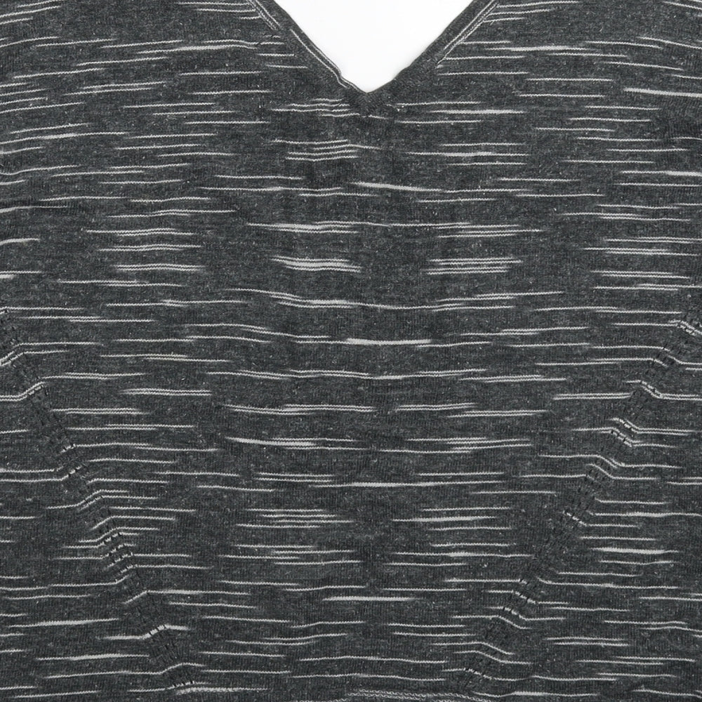 Marks and Spencer Womens Grey Striped Knit Pullover Jumper Size M