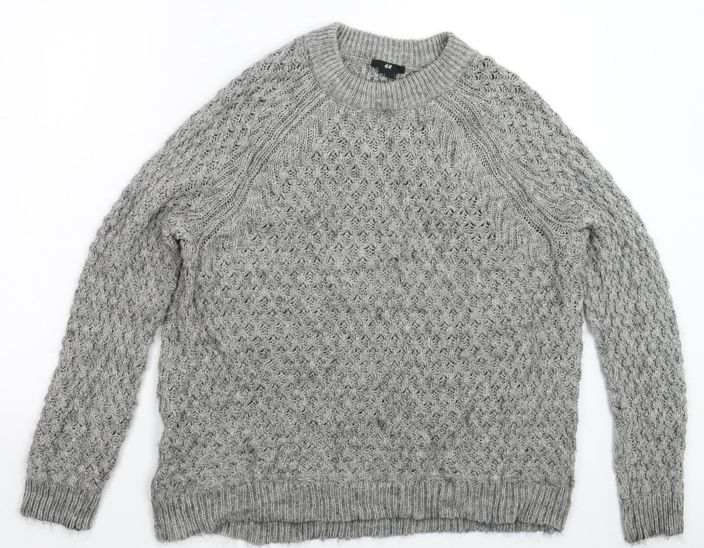H&M Mens Grey  Knit Pullover Jumper Size S
