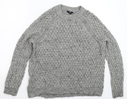 H&M Mens Grey  Knit Pullover Jumper Size S