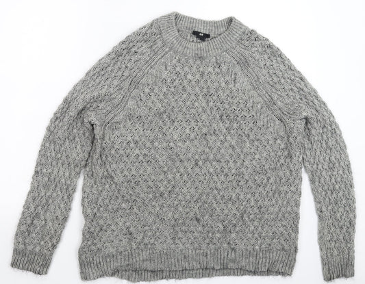 H&M Mens Grey  Knit Pullover Jumper Size S