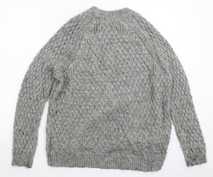 H&M Mens Grey  Knit Pullover Jumper Size S