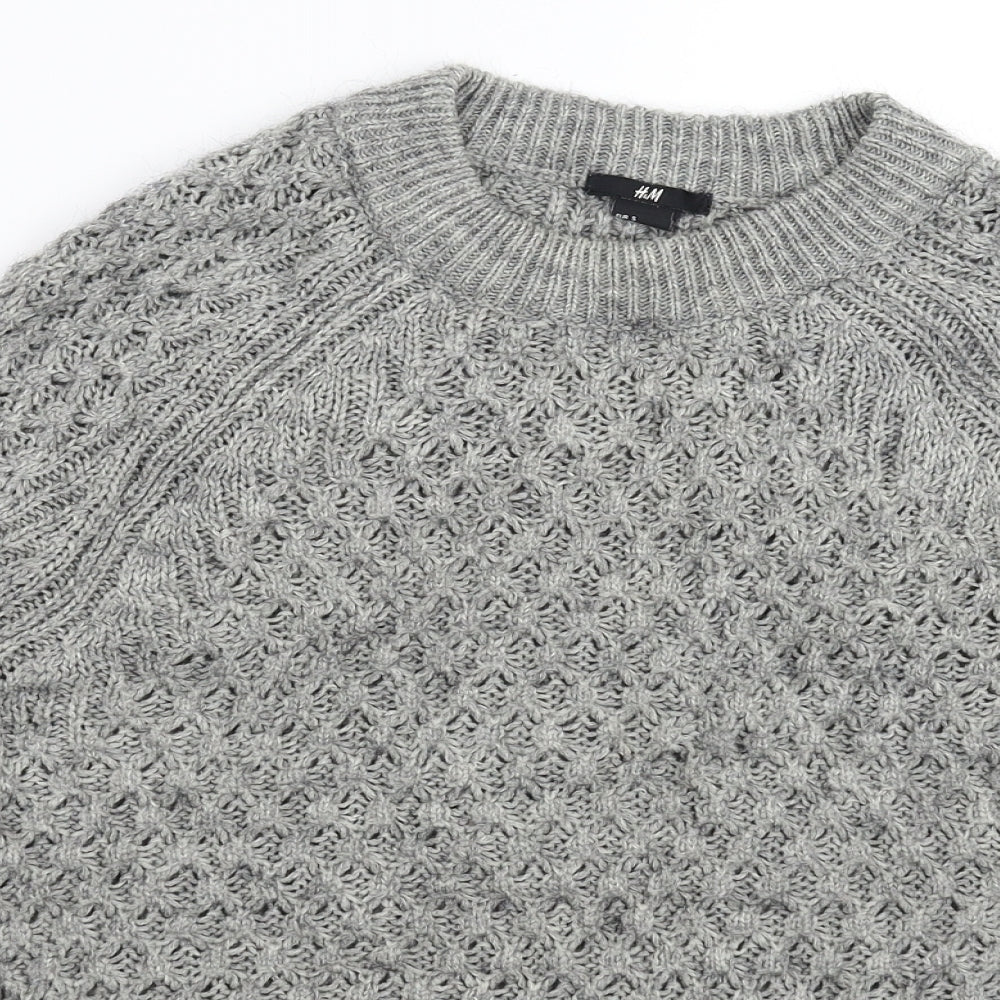 H&M Mens Grey  Knit Pullover Jumper Size S