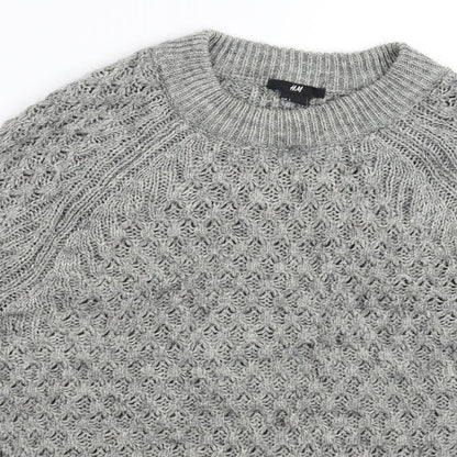 H&M Mens Grey  Knit Pullover Jumper Size S