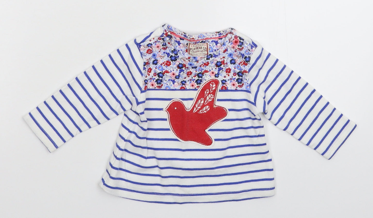 Marks and Spencer Baby White Striped  Basic T-Shirt Size 3-6 Months