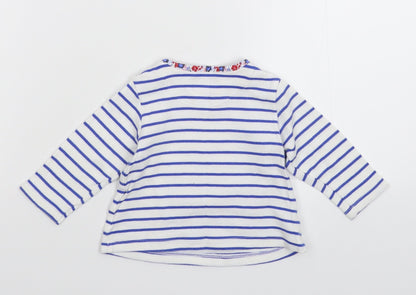Marks and Spencer Baby White Striped  Basic T-Shirt Size 3-6 Months