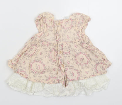 Rockabye-Baby Girls Beige Floral  Shirt Dress  Size 3-6 Months