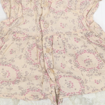 Rockabye-Baby Girls Beige Floral  Shirt Dress  Size 3-6 Months