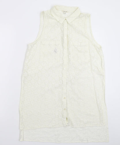 Womens UK Size 12 River Island White Basic Button-Up