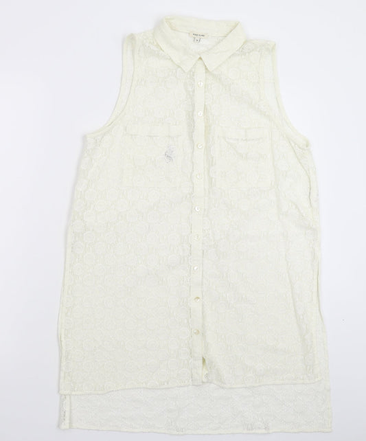 Womens UK Size 12 River Island White Basic Button-Up