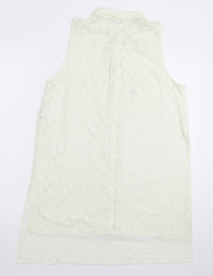 Womens UK Size 12 River Island White Basic Button-Up