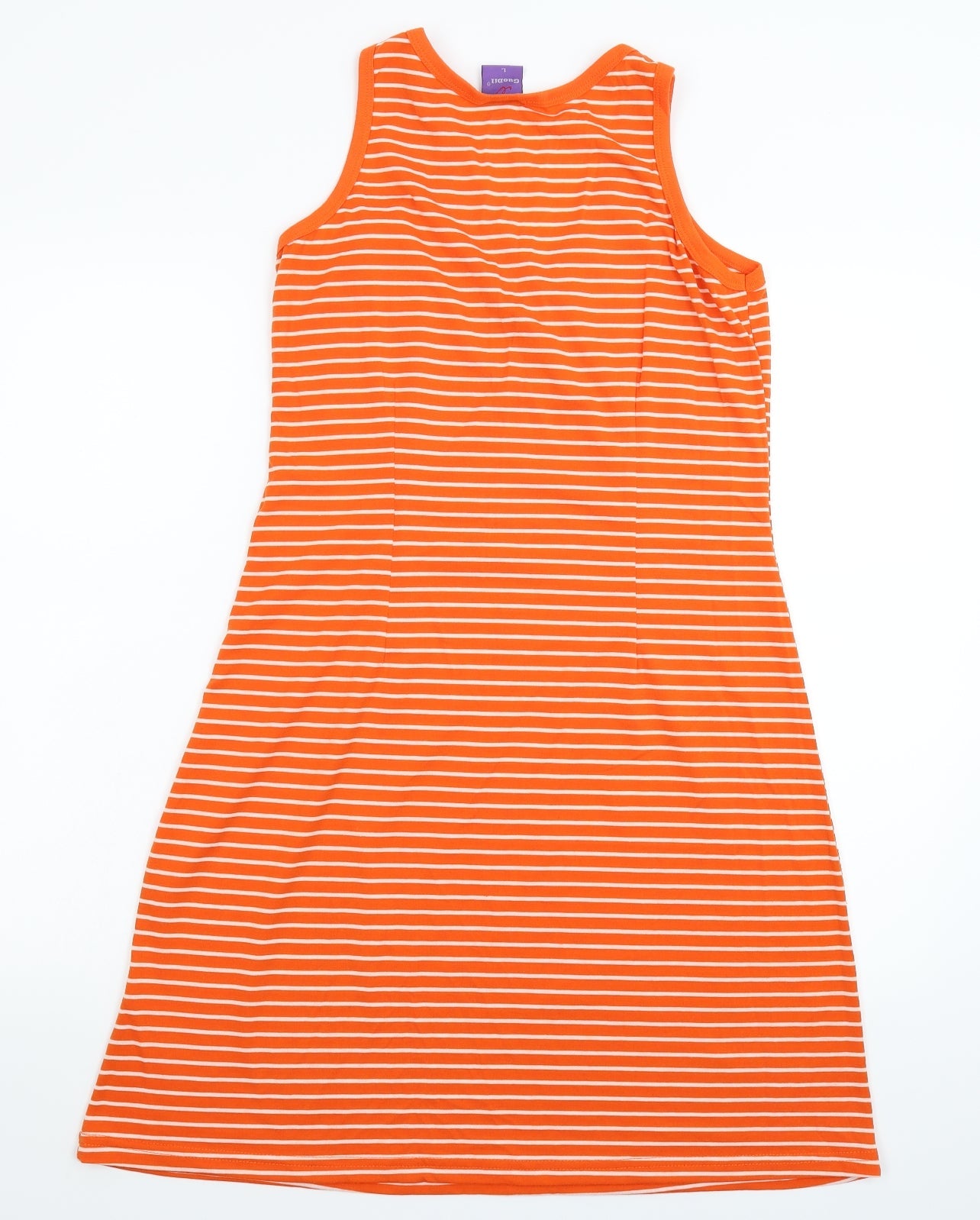 Guodil Womens Orange Striped  Basic Tank Size L