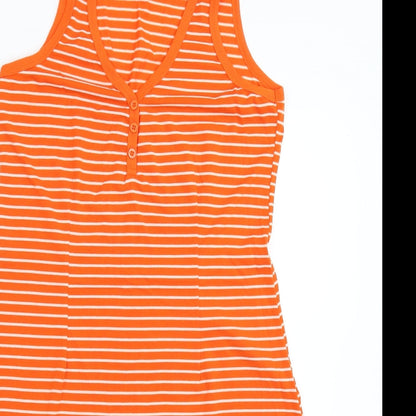 Guodil Womens Orange Striped  Basic Tank Size L
