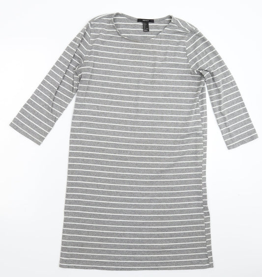 FOREVER 21 Womens Grey Striped  Jumper Dress  Size L