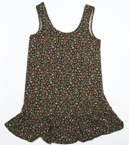 Mango Womens Black Floral  Tank Dress  Size S