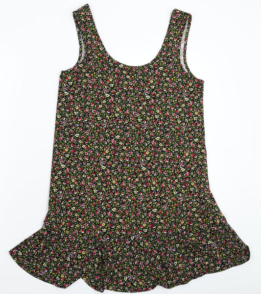 Mango Womens Black Floral  Tank Dress  Size S