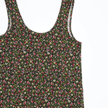 Mango Womens Black Floral  Tank Dress  Size S