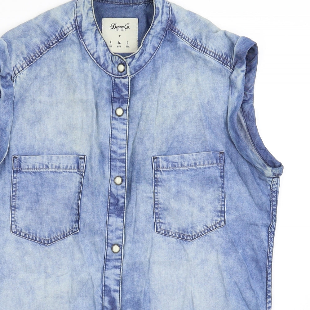 Denim & Co. Womens Blue  Denim Basic Button-Up Size 8