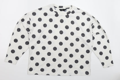 F&F Womens White Polka Dot Knit Pullover Jumper Size 12