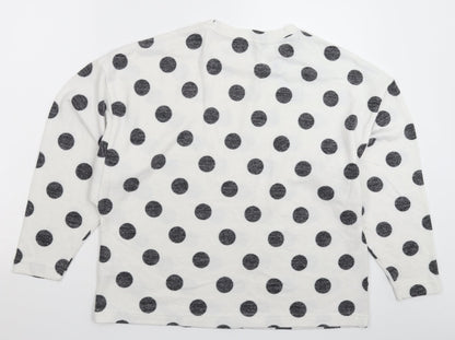 F&F Womens White Polka Dot Knit Pullover Jumper Size 12